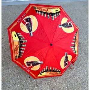 Vintage Coca-Cola Micro Folding Umbrella With Bottle & Logo Design